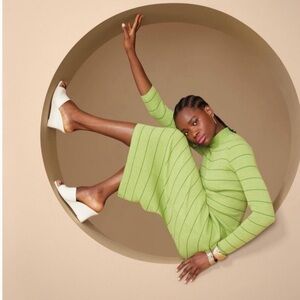 Green Striped Knit Dress NWT